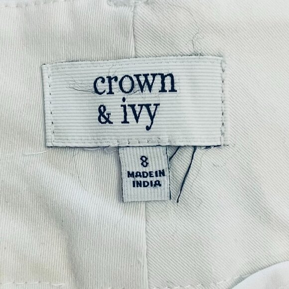 Crown & Ivy White Floral Embroidered Shorts- Women's Size 8 - Picture 8 of 9